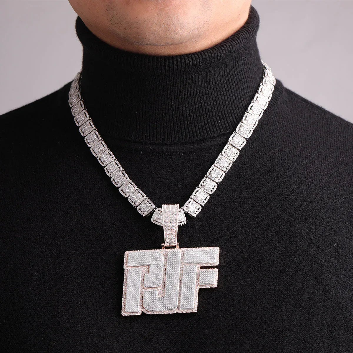 Sticky Letters Extra Shine Iced Out Personalized Custom Name Necklace Pendant - Sparkling Custom Jewelry - CaratixJewelry